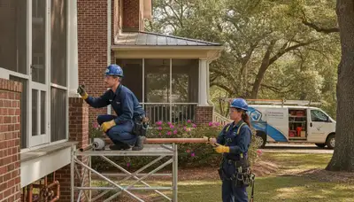 Wilmington, NC plumber repairing a residential plumbing leak for local repair service
