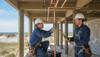 Plumber repairing a pipe in Wilmington, NC for plumbing repair service