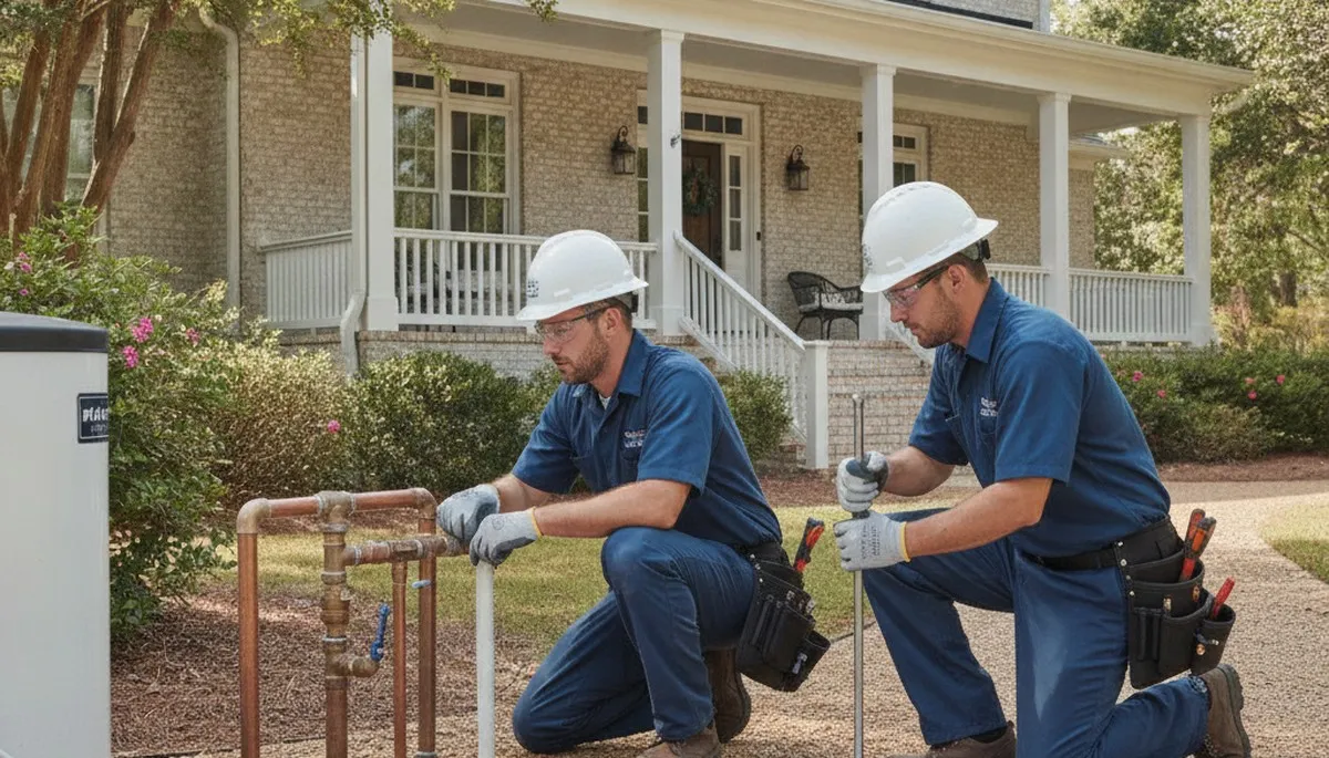 Wilmington, NC plumber repairing a residential pipe leak for reliable plumbing service