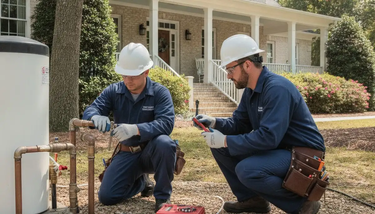 Plumber repairing a pipe in Wilmington, NC for professional plumbing service