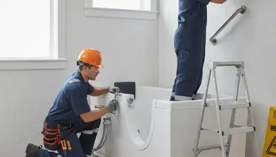 Walk-in tub installed by Wilmington, NC plumbers for safer, accessible home bathing