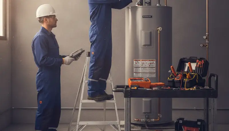 Wilmington, NC plumber repairing a water heater for a local home