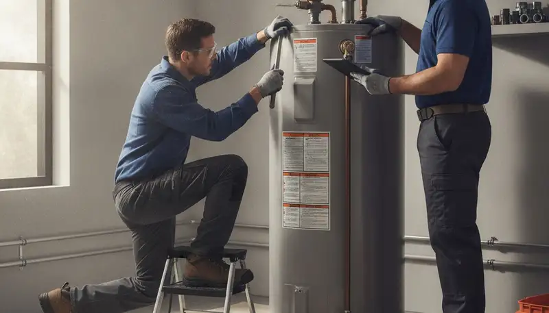 Wilmington, NC plumber repairing a water heater for fast, reliable home service